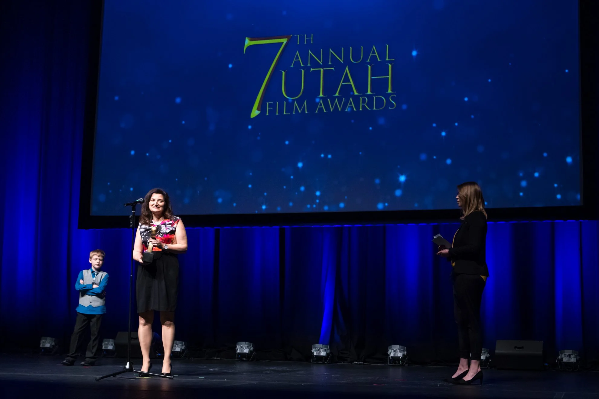 Gayle Wilmot accepts award for Best Short Documentary at the Utah Film Awards
