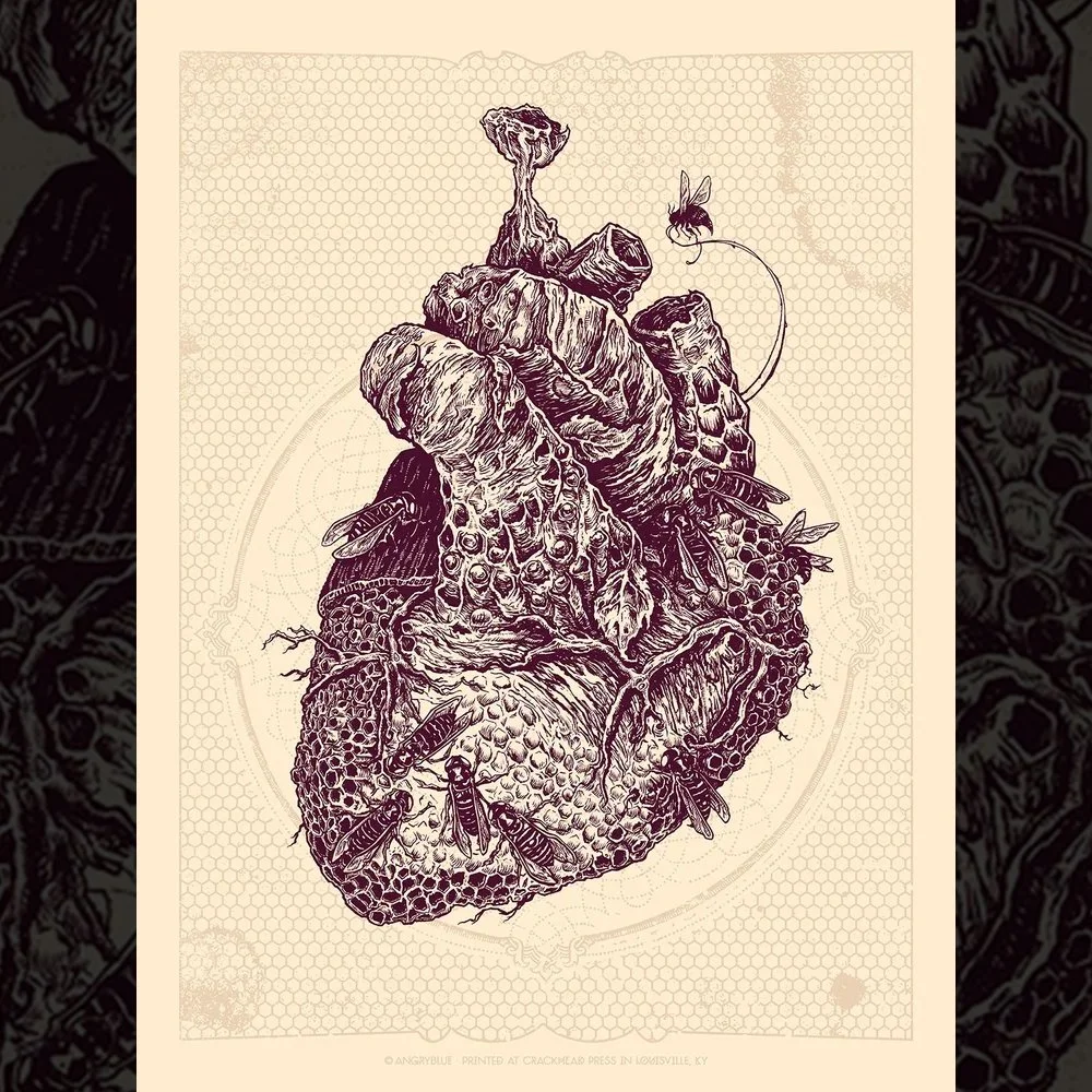 Heart Hive on Cream Paper