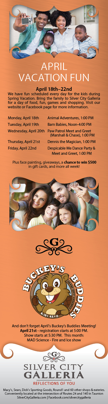 April Vacation 1/2 Page Ad Design for Silver City Galleria by Cybergraph®