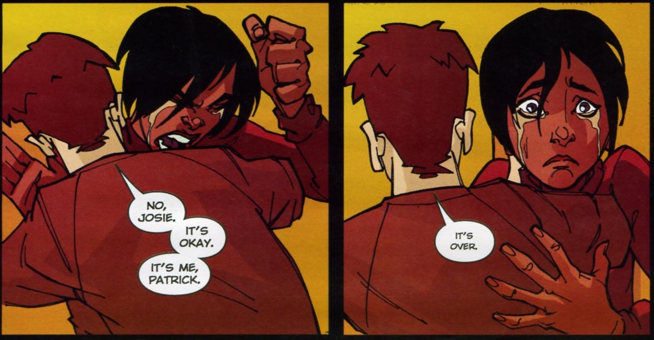The most important part of any fictional use of sexual assault; the Good Man is here to comfort the woman..