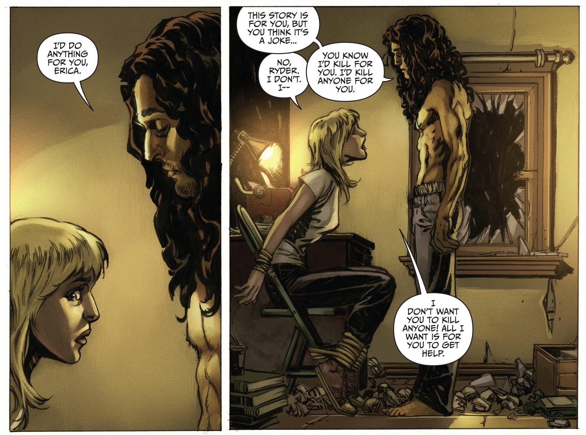 ...cut into the reality of Ryder's relationship. It's one of the few moments of this comic that gets to something honest about how fucked up men can be writing their wish fulfilment stories.