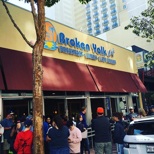 Busy Morning at Broken Yolk Cafe from Padres opening day!