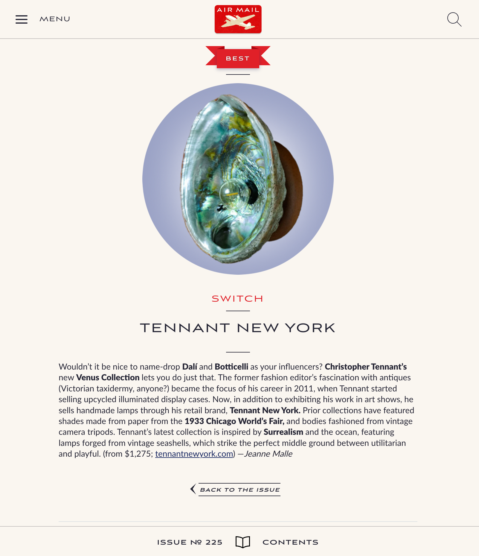 Airmail Recommends: Lamps by Tennant New York