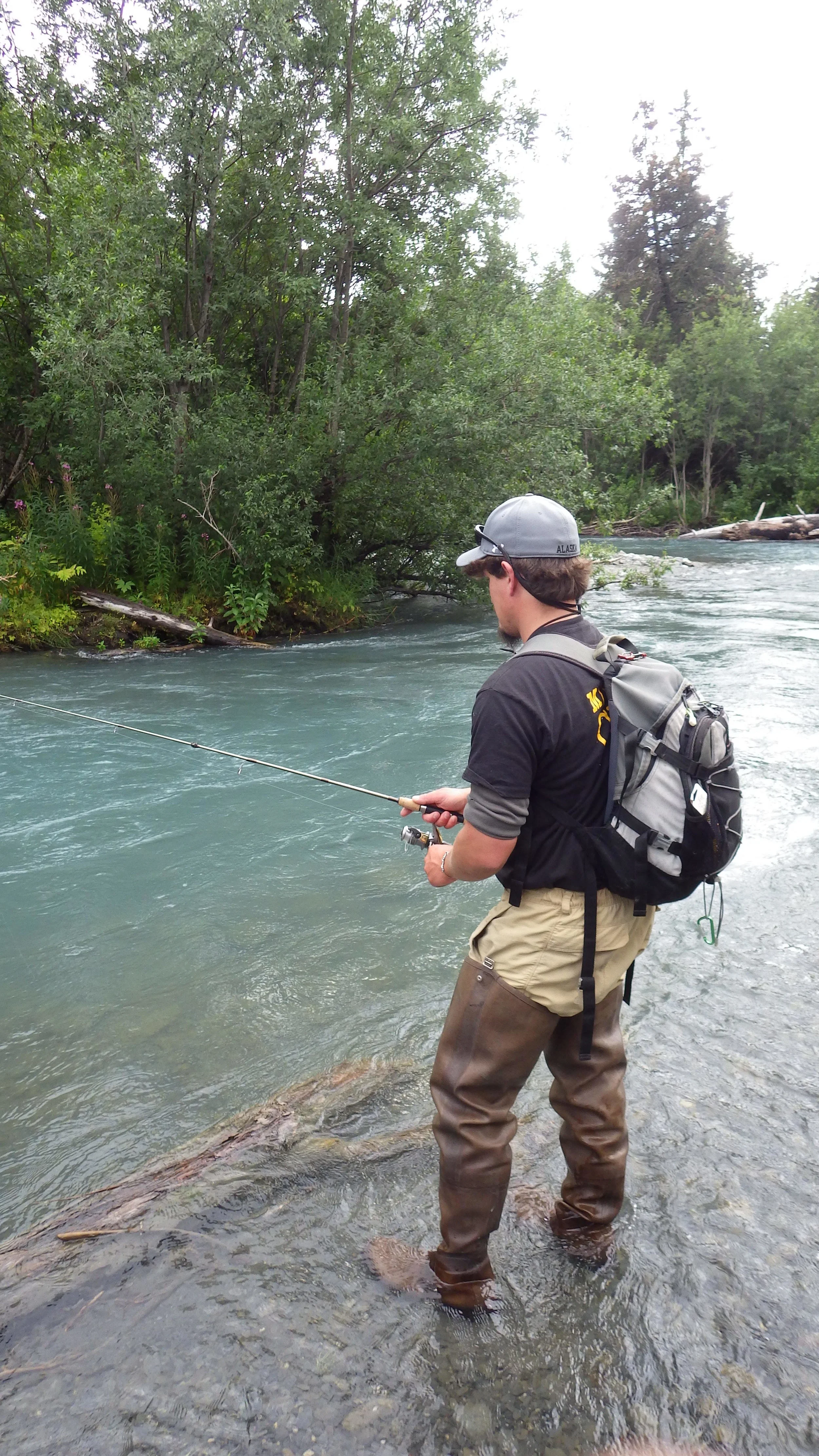  Fishing a glacial runoff stream for rainbows and dolly varden. 