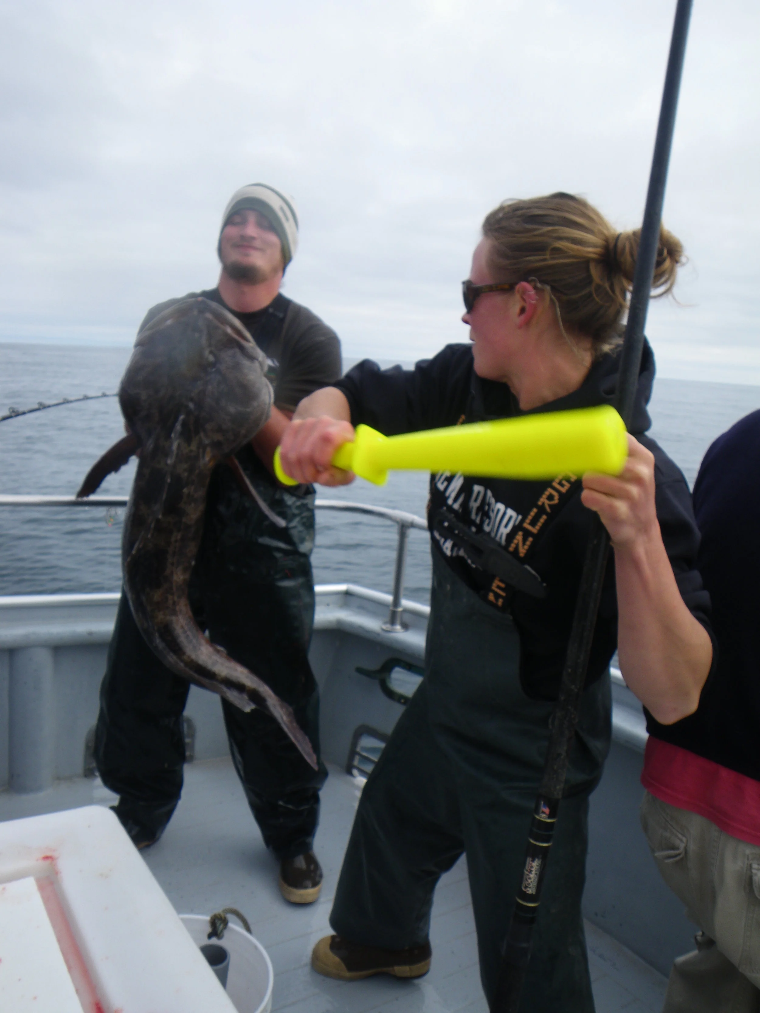  Action shot 2 - holding on while Abbey swings the bat aiming for its head. 