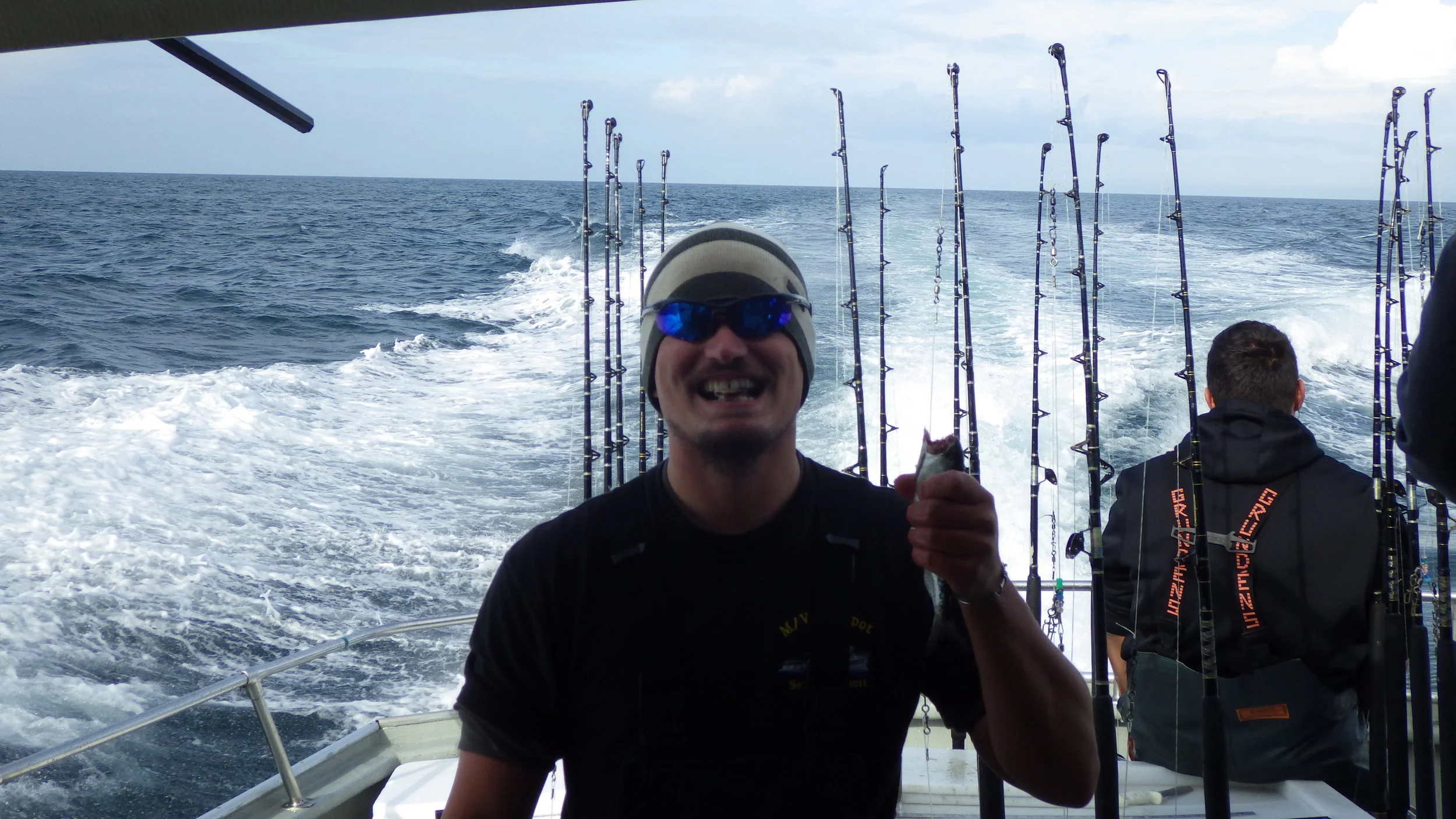  Posing with the decapitated herring. 