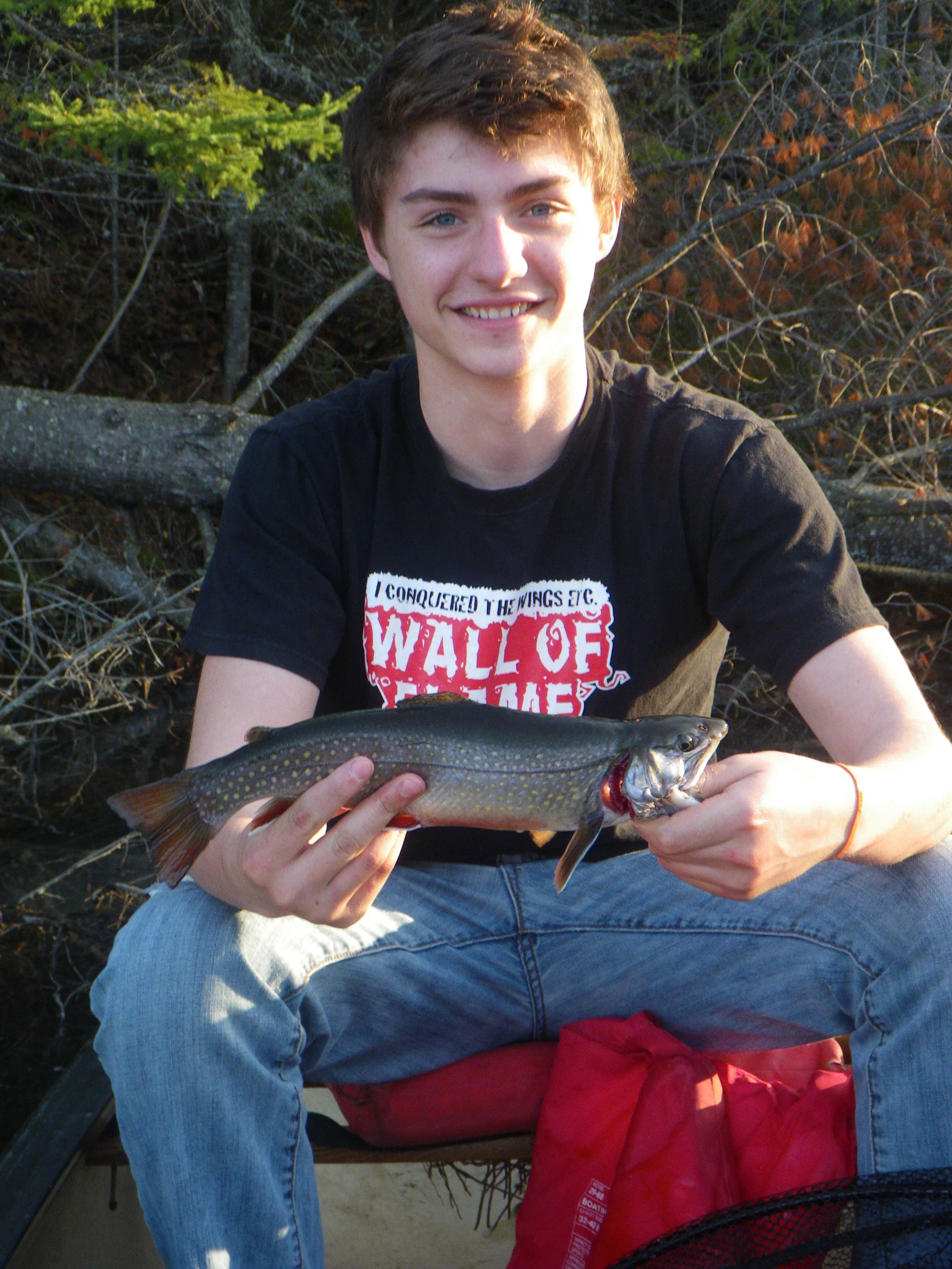  Aaron with his first Brook trout (or splake). 
