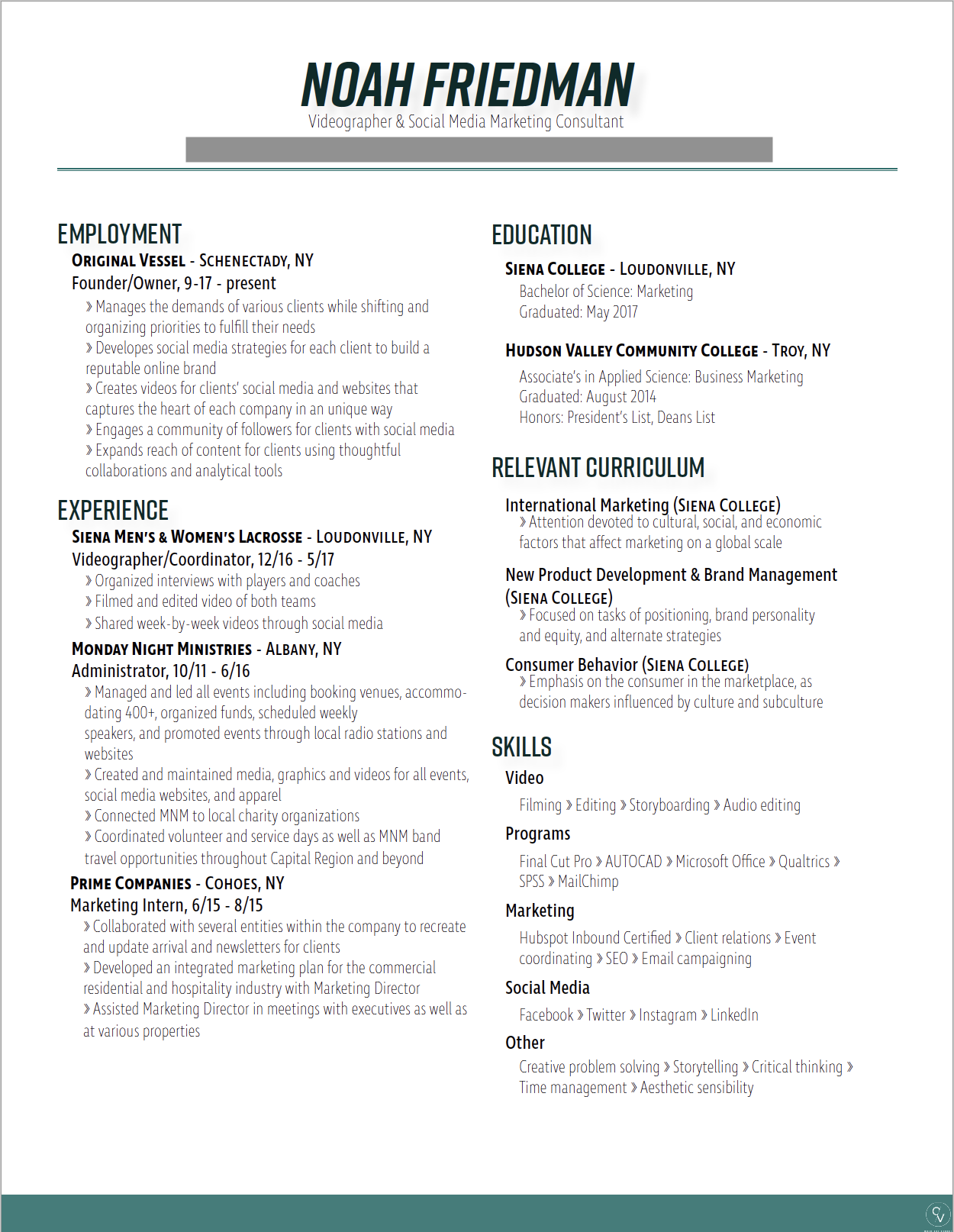 Resume design by Sarah Heikkinen.