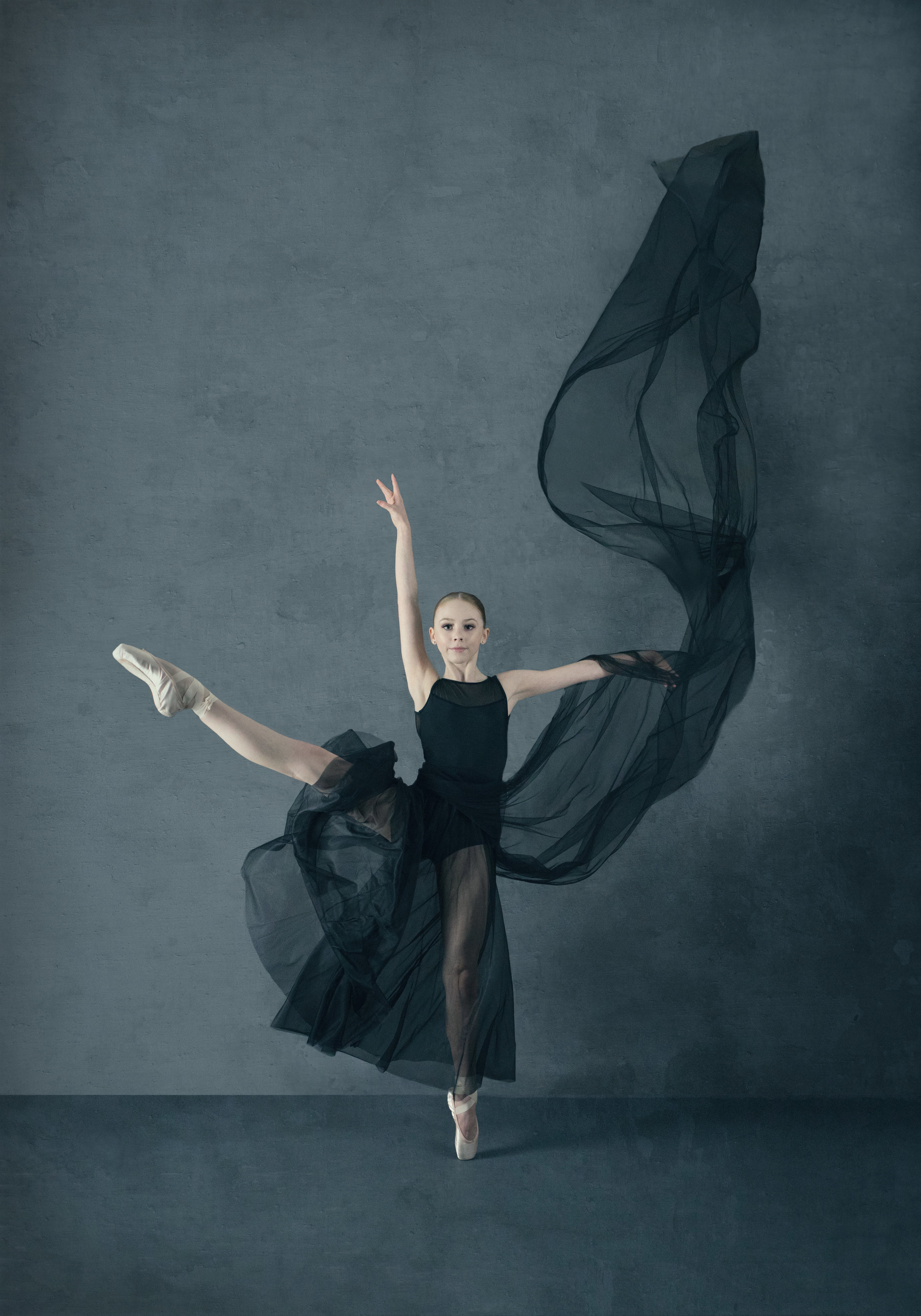 Ballerina in Flowing Fabric