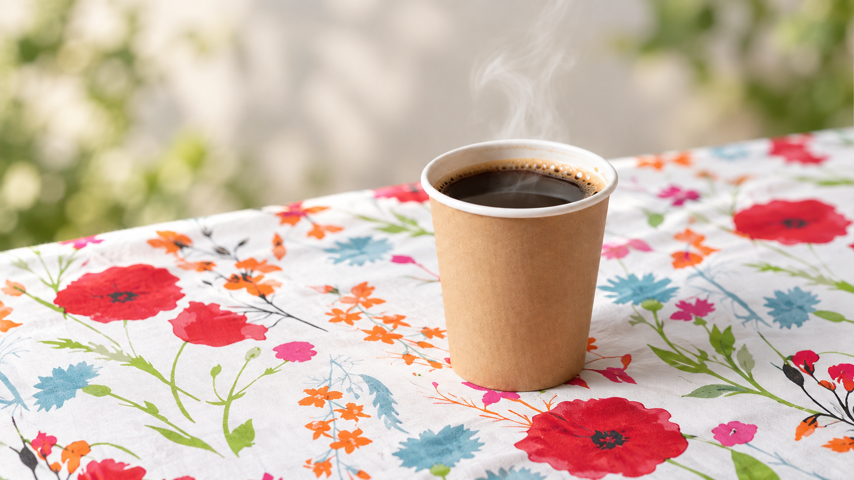 steaming coffee cup
