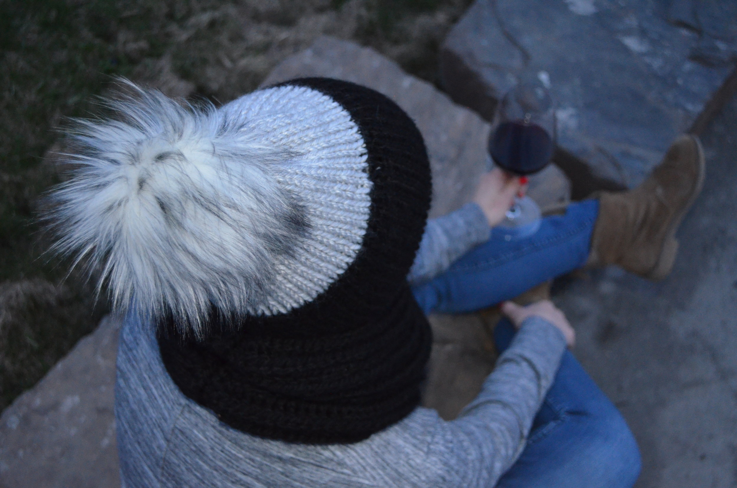 Black &amp; Grey Double Brimmed Toque