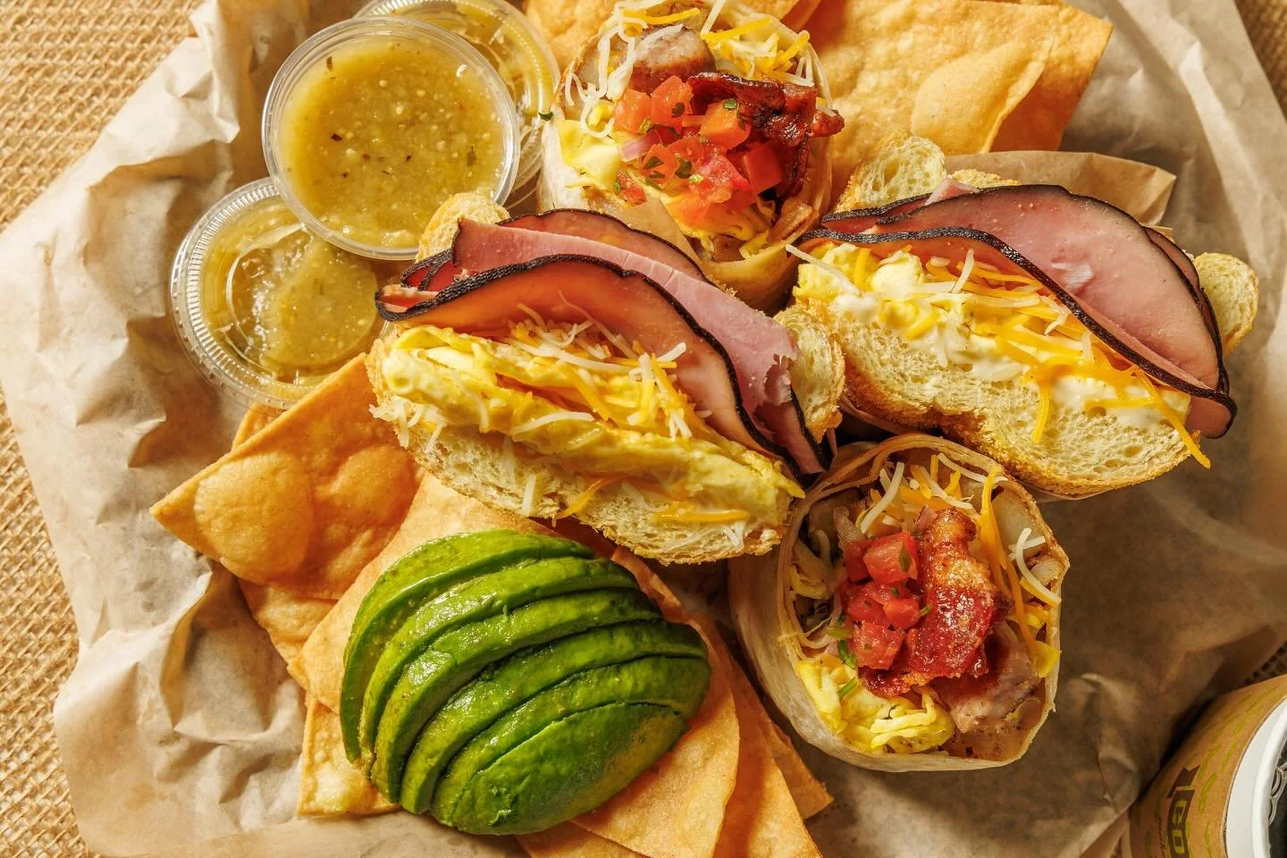 Start your day with Swich! Join us for breakfast, served all day Friday, Saturday, and Monday. We make everything in house! Breakfast comes with our house made tortilla chips or potato chips, served with your choice of house-made red or green salsa! 