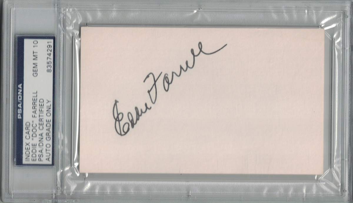 Eddie Farrell Signed Index Card (PSA/DNA Graded Gem Mint 10)