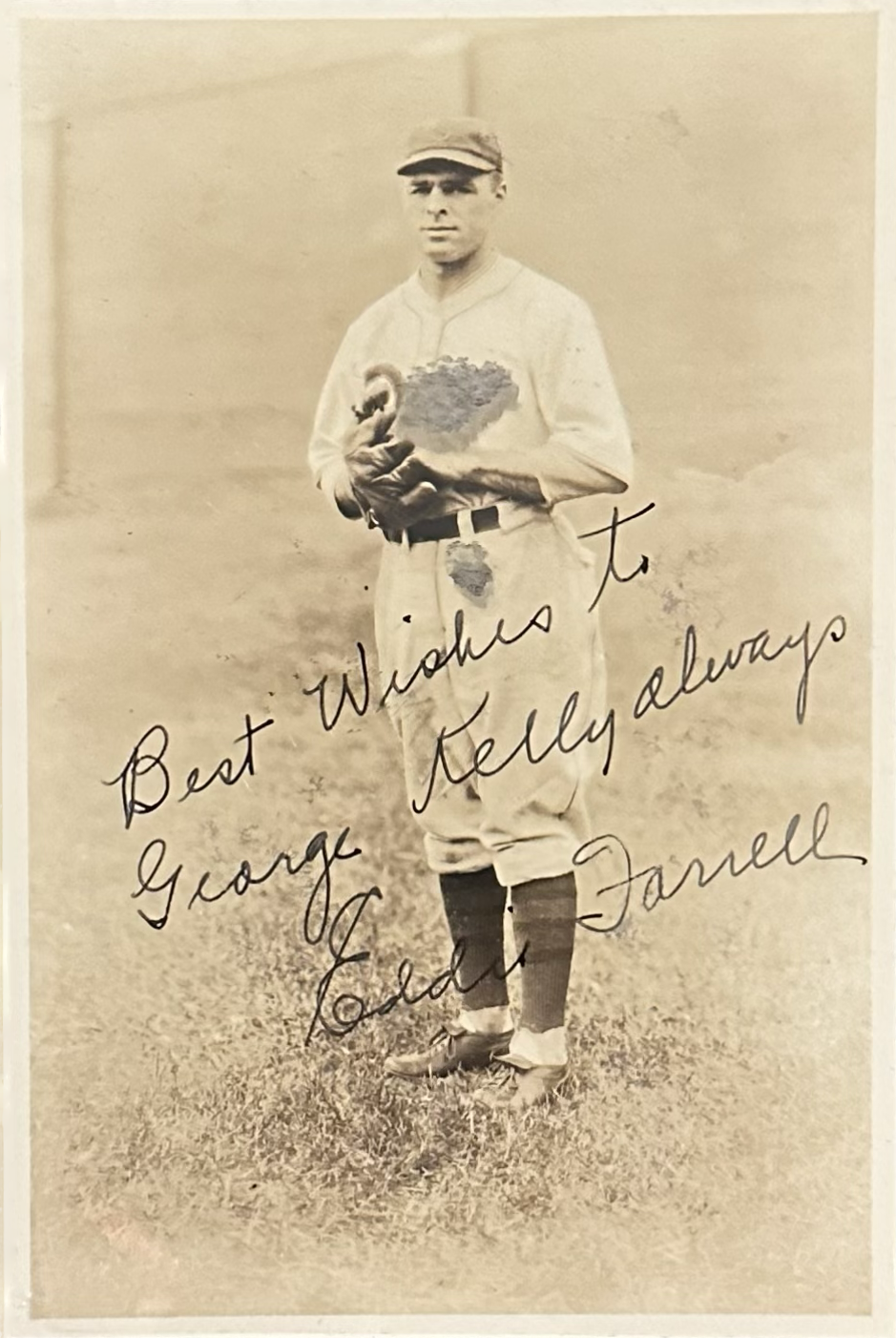 1930 Eddie Farrell Autographed Photo — Inscribed to Teammate and Hall of Famer George Kelly