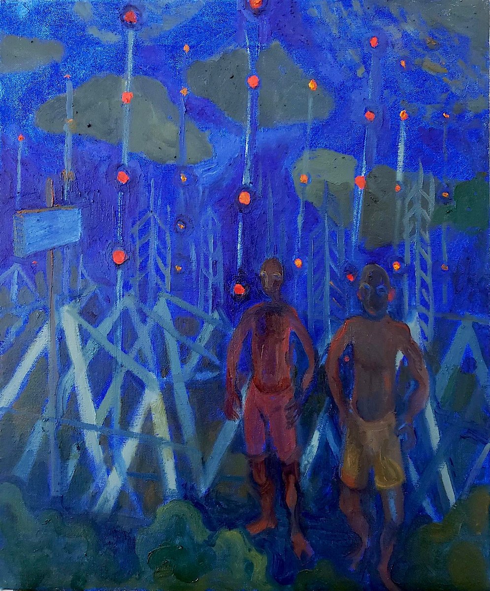 Industrial Landscape with Two Figures (2020) 20 x 16” o/c