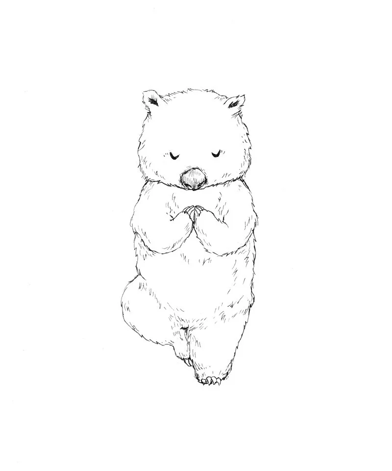 Art |  Vrksasana Wombat // Every Body Can Yoga  |  Lucy (Yu) Lawes