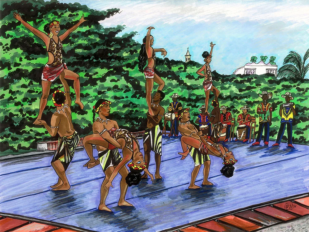 Mapalé Dancers in Cartagena, 11"x14", 2015
