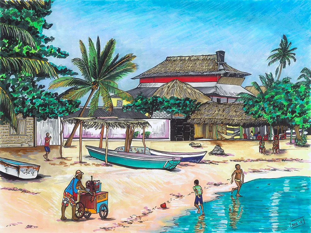 Raspao Vendor on the Beach, 11"x14", 2015