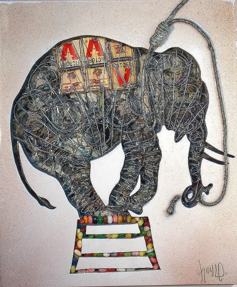    LIFE IS A CIRCUS    20 BY 18.&nbsp;mixed media,&nbsp;, resin, acrylic on wood. 2017    