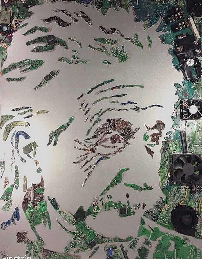    GENIUS     42 by 32, cpu motherboards, enamel, on wood. 2014  