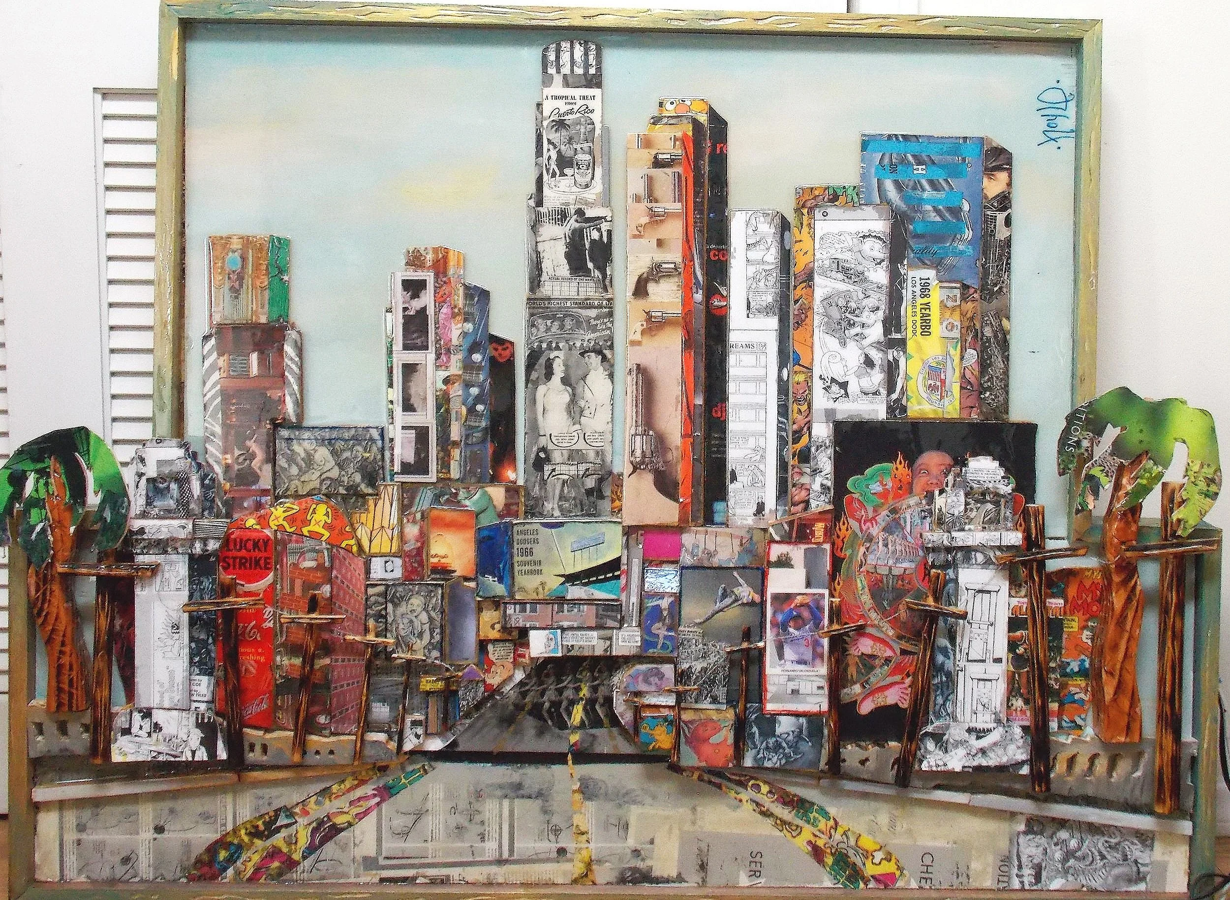    CITY OF ANGLES    48 X36 MIXED MEDIA, RESIN, ON WOOD 2018 