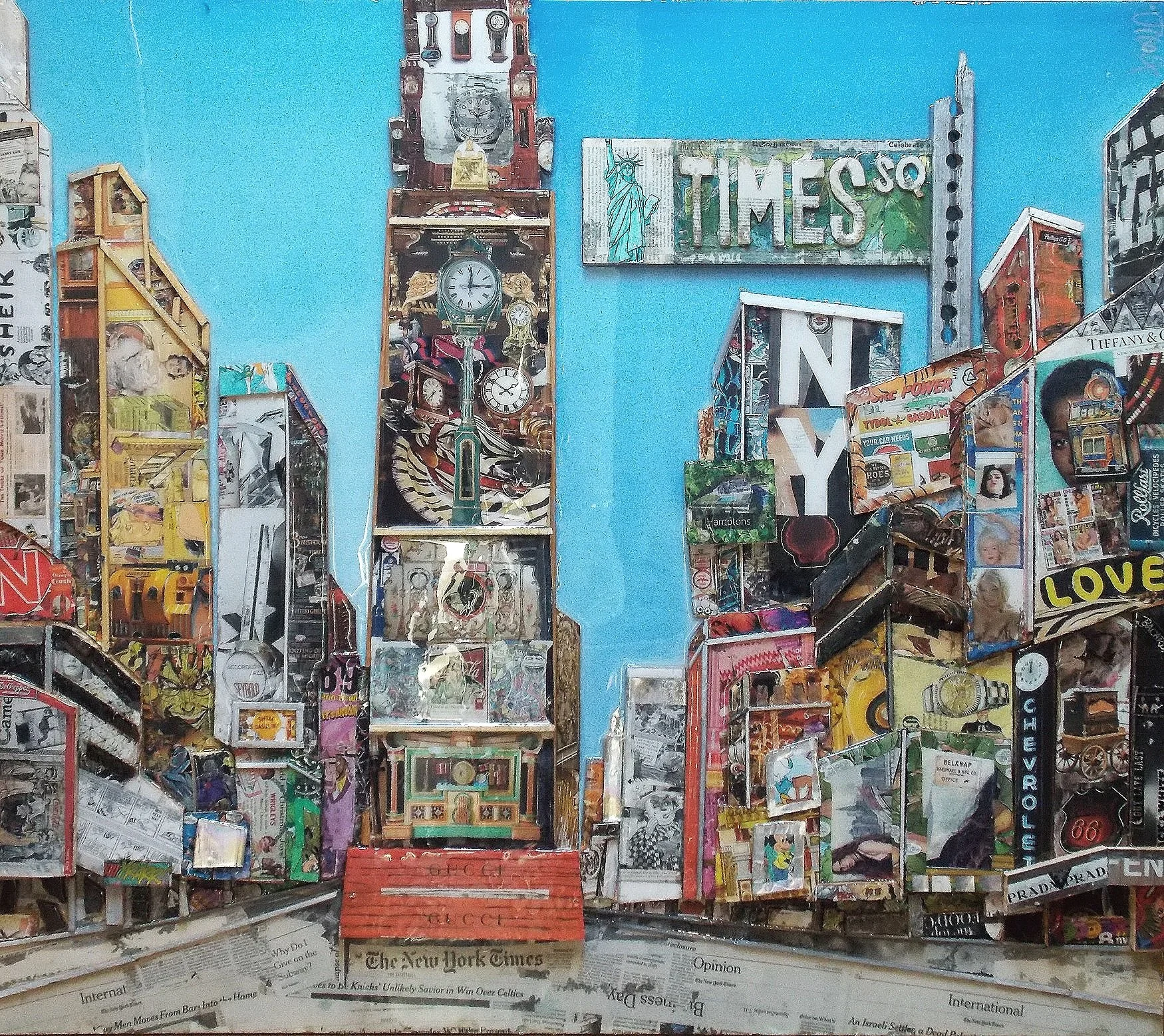    TIMES SQUARE    50x48 MIXED MEDIA, RESIN, ON WOOD. 2018 