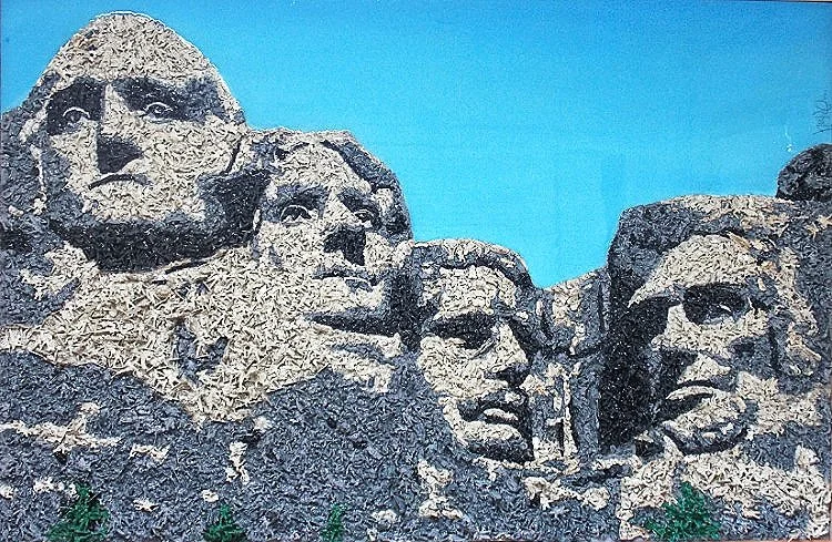    Plunder Mountain    60 by 40, toy soldiers, acrylic on wood. 2014    