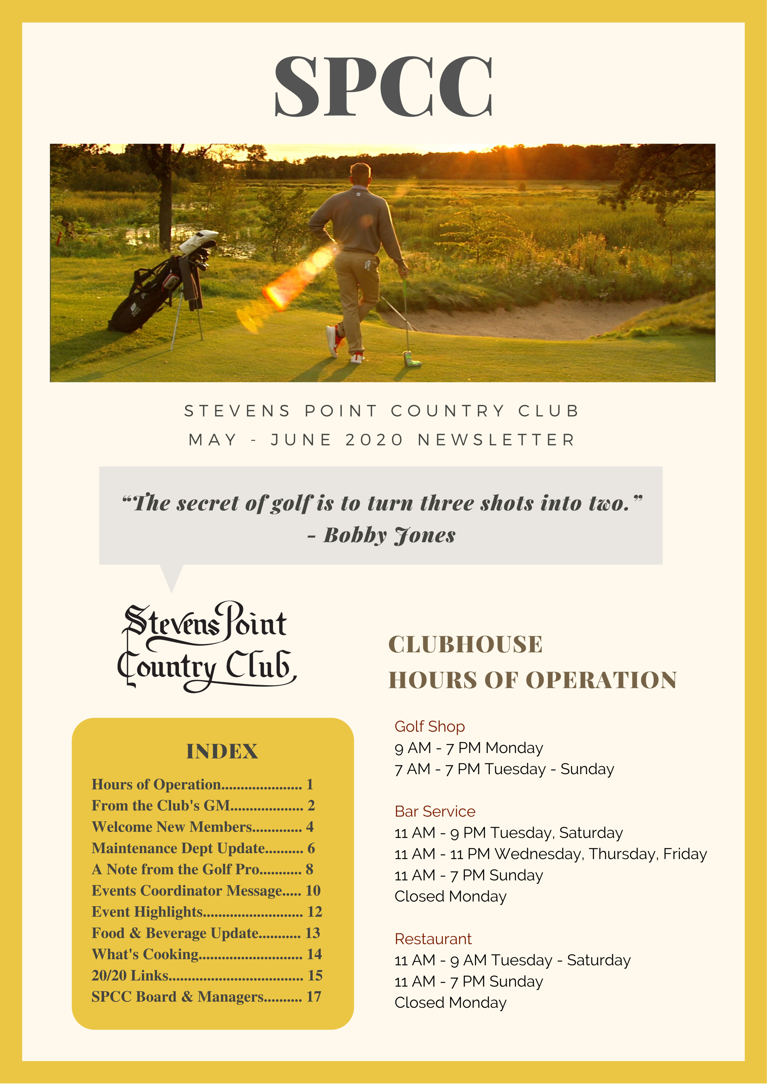Newsletters Central Wisconsin Golf Course Wedding Venue Event Space Stevens Point Country Club