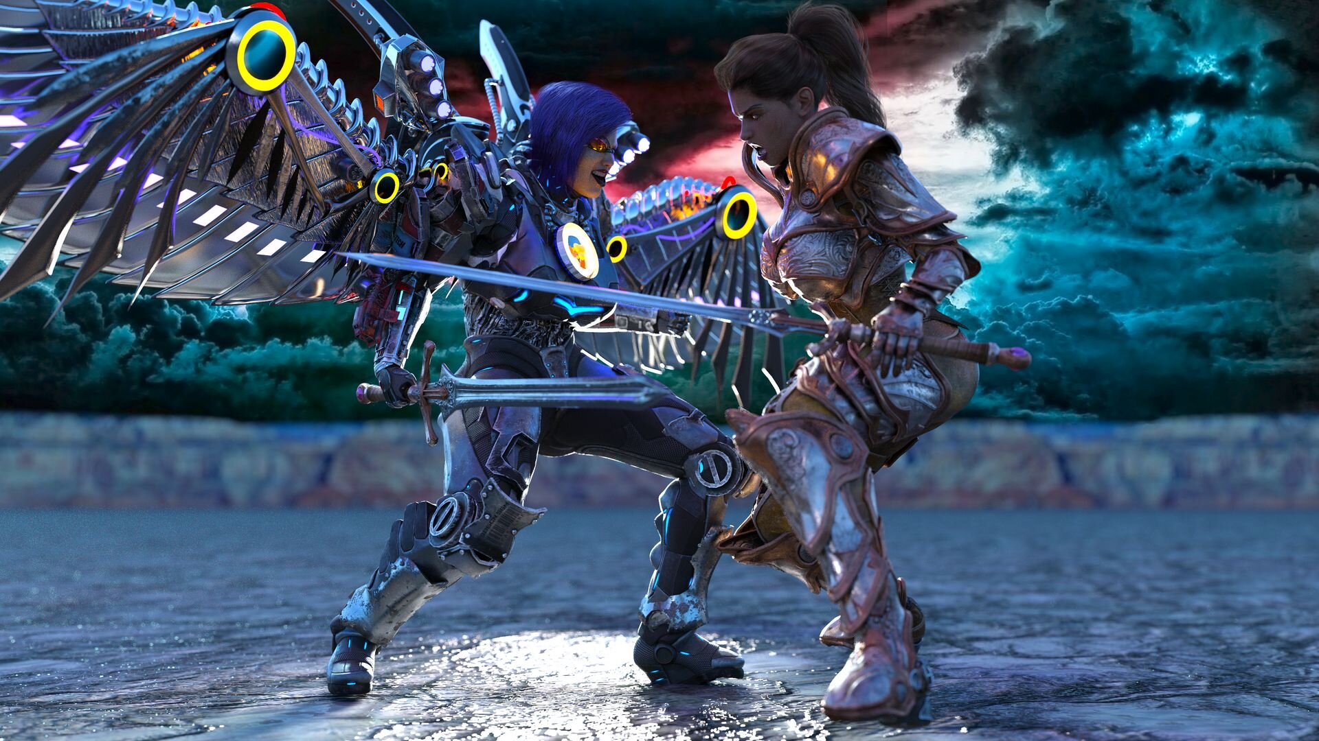 Dizzy and Valken Fighting.jpg