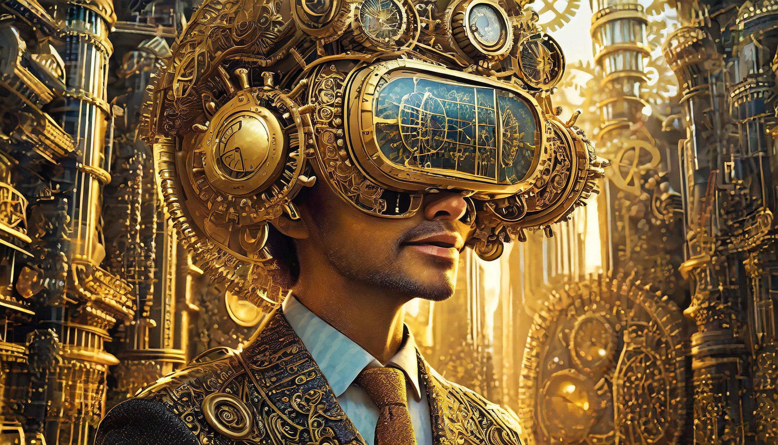 Firefly detailed render of a geeky guy wearing a suit and tie, and an electromechanical helmet with (16).jpg