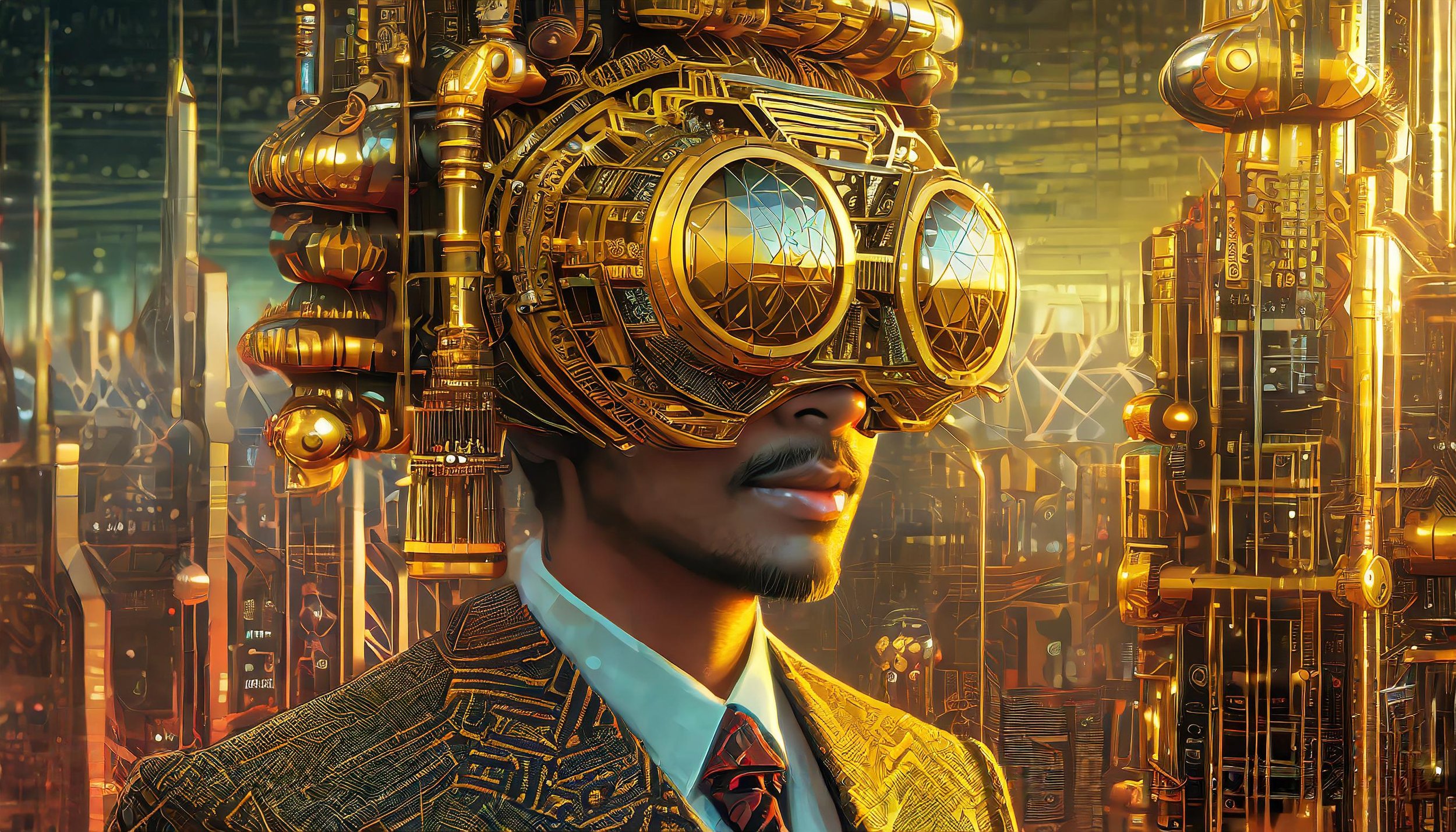 Firefly detailed render of a geeky guy wearing a suit and tie, and an electromechanical helmet with (15).jpg