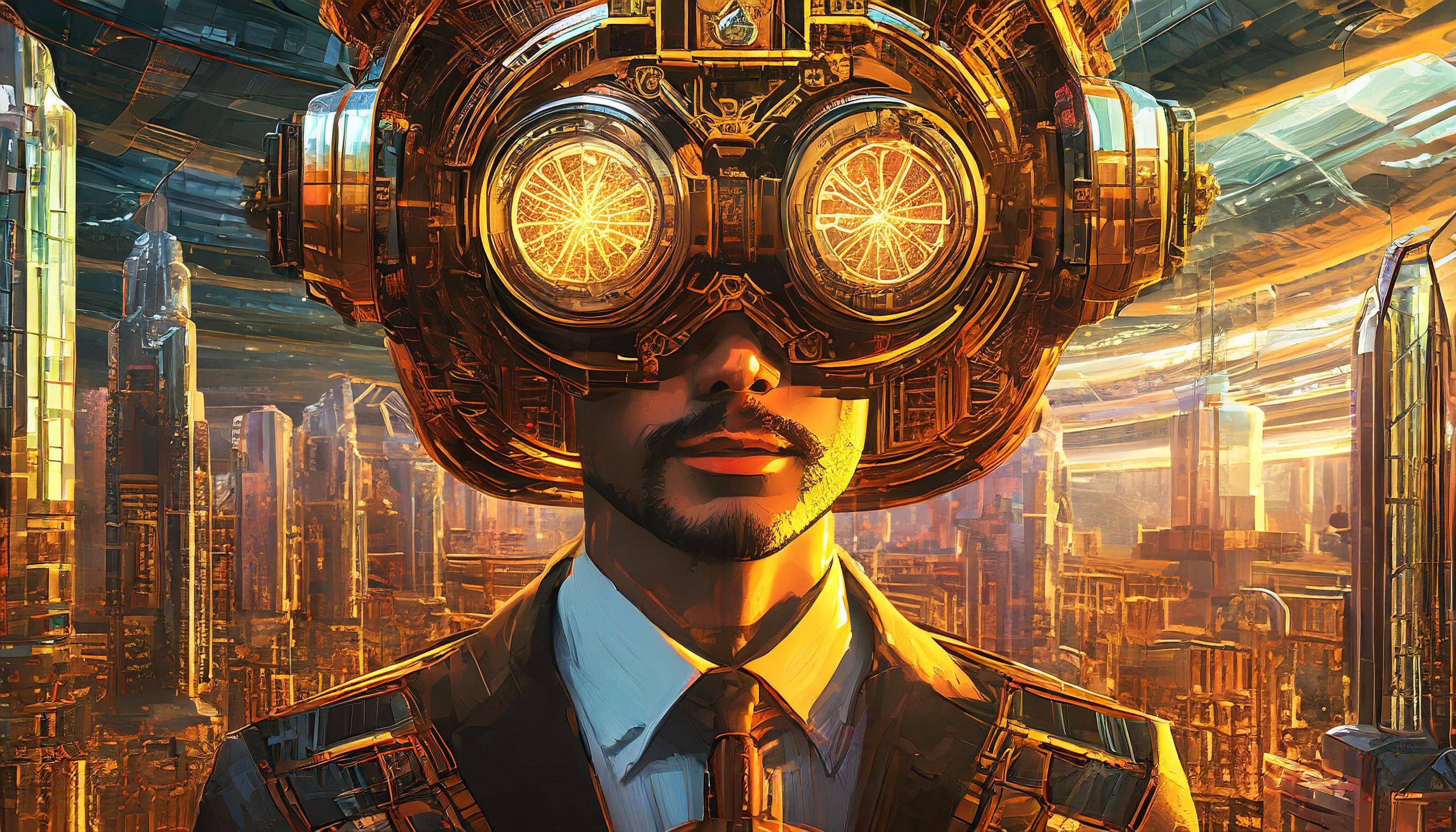 Firefly detailed render of a geeky guy wearing a suit and tie, and an electromechanical helmet with (14).jpg