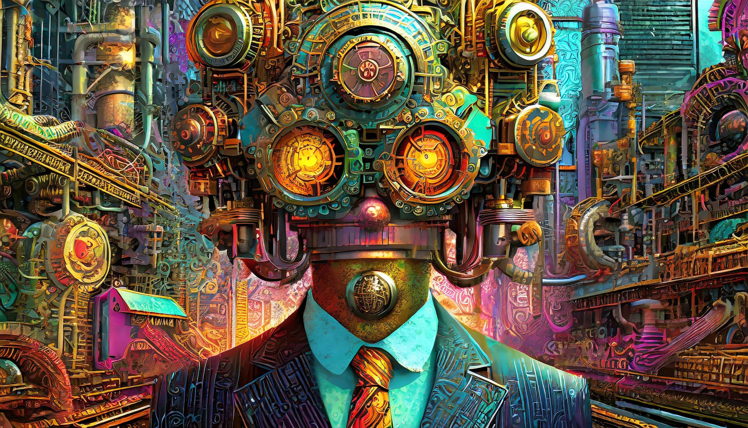 Firefly detailed render of a geeky guy wearing a suit and tie, and an electromechanical helmet with (5).jpg