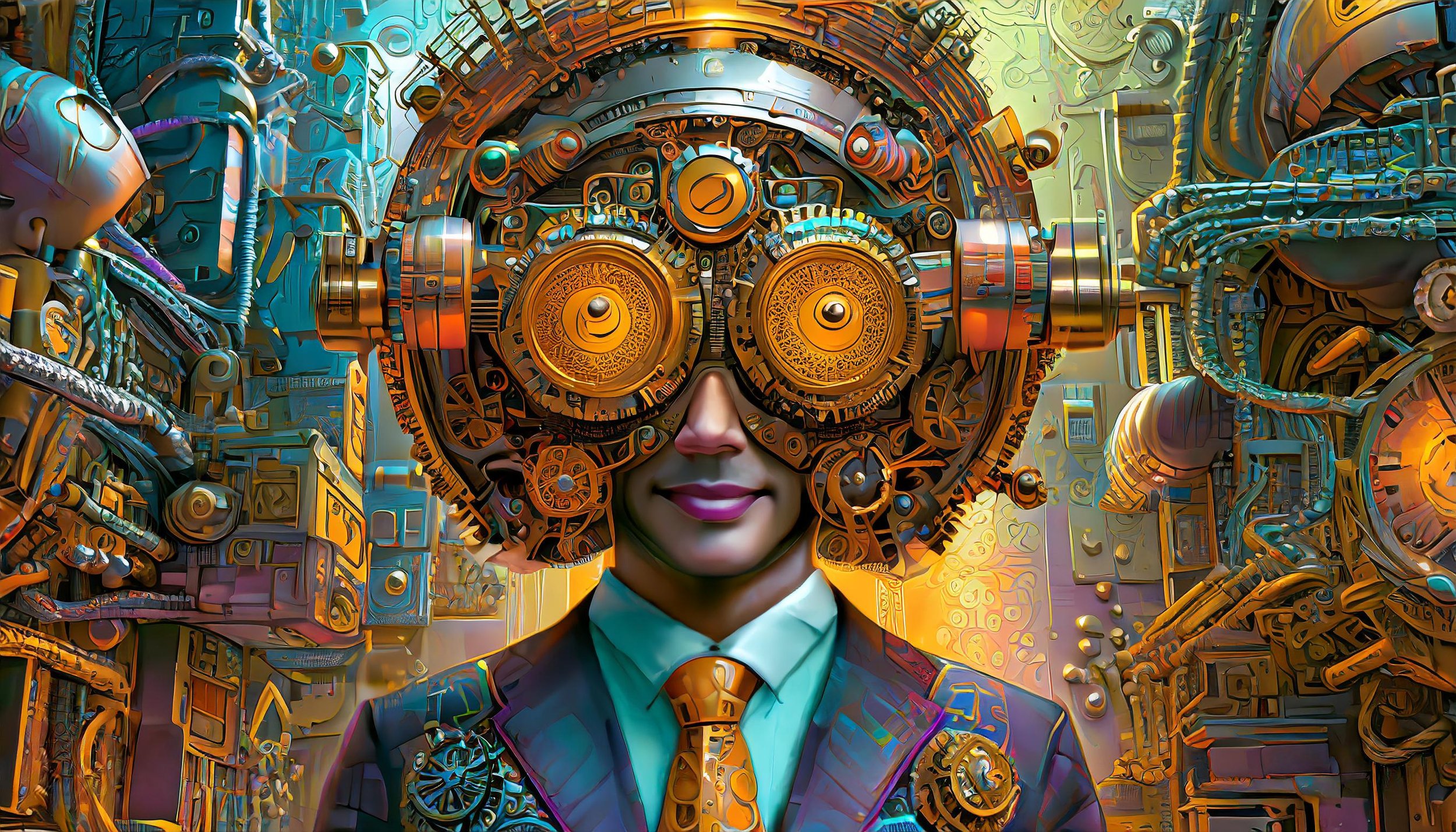 Firefly detailed render of a geeky guy wearing a suit and tie, and an electromechanical helmet with (7).jpg