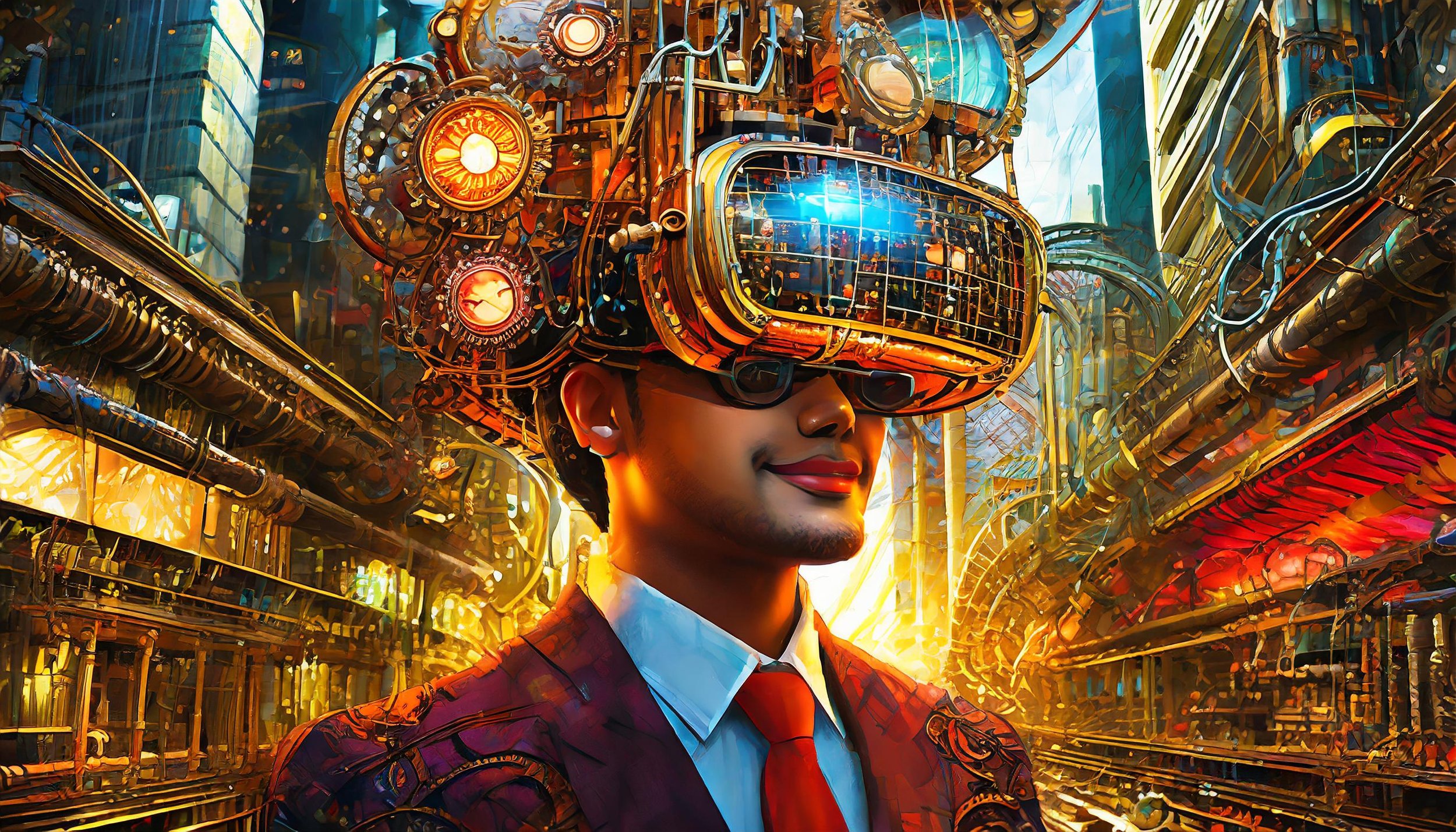 Firefly detailed render of a geeky guy wearing a suit and tie, and an electromechanical helmet with (8).jpg