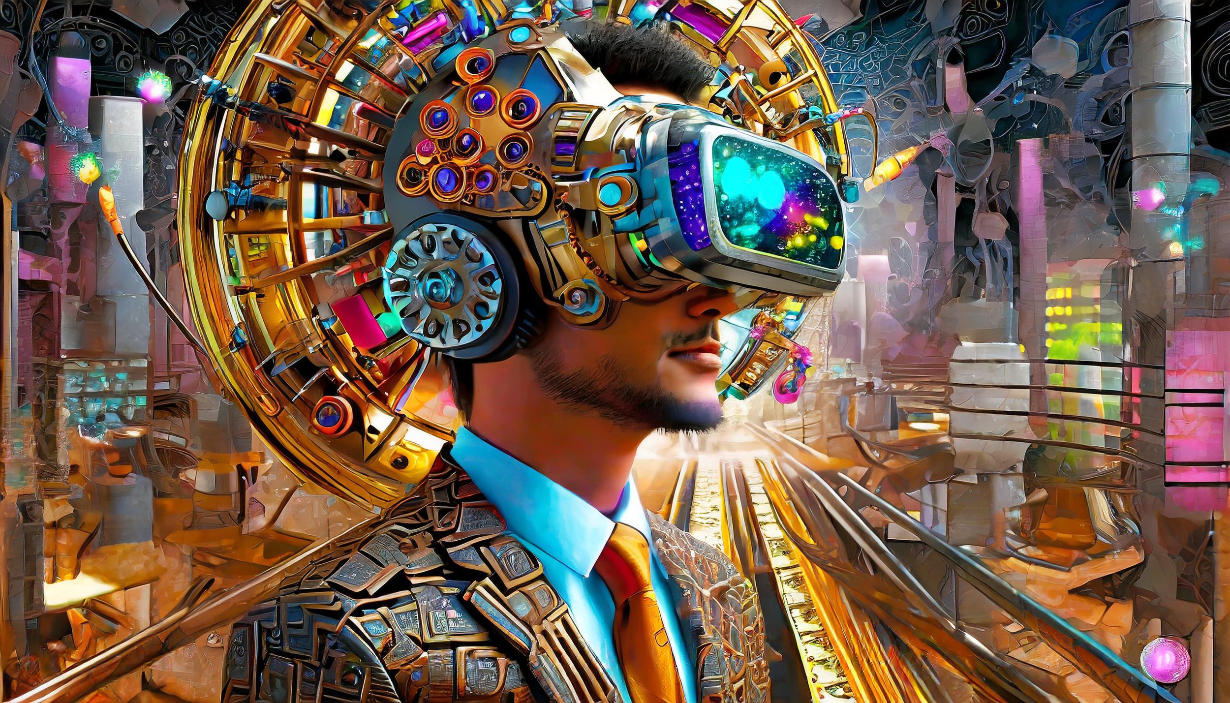 Firefly detailed render of a geeky guy wearing a suit and tie, and an electromechanical helmet with (4).jpg
