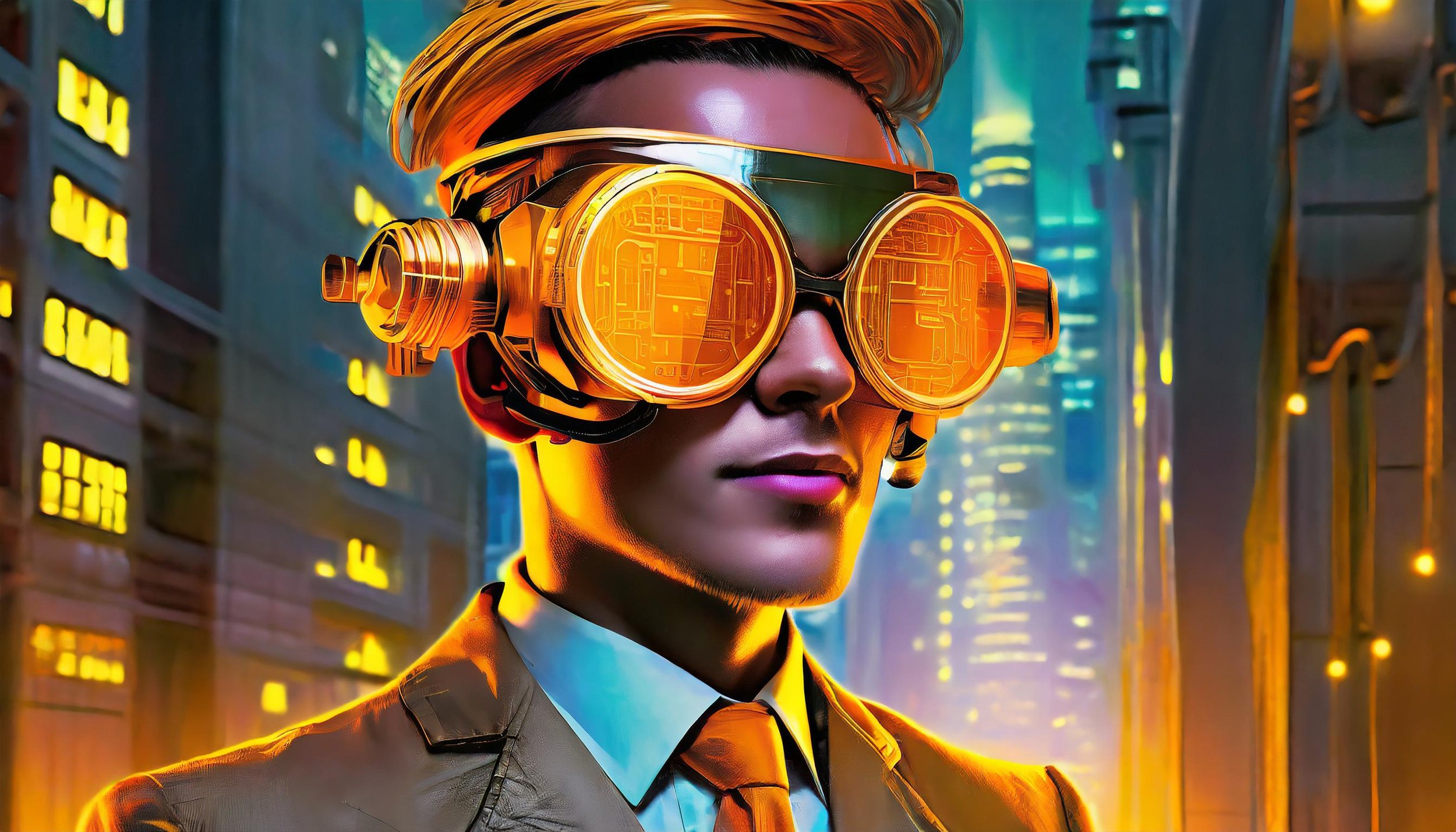 Firefly detailed render of a geeky guy wearing a suit and tie, and a electromechanical helmet with v.jpg