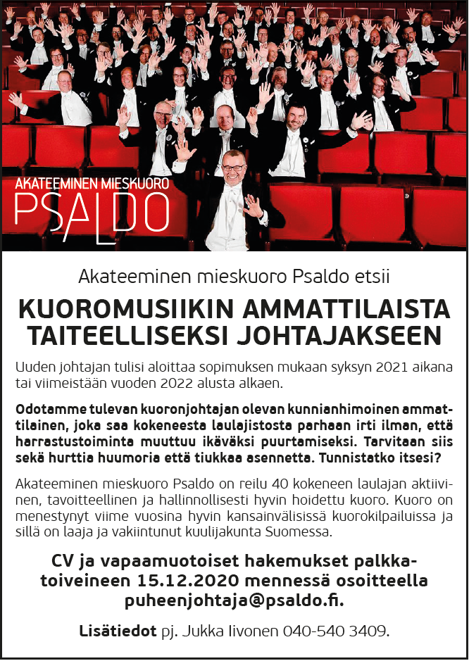 Psaldo etsii taiteellista johtajaa
