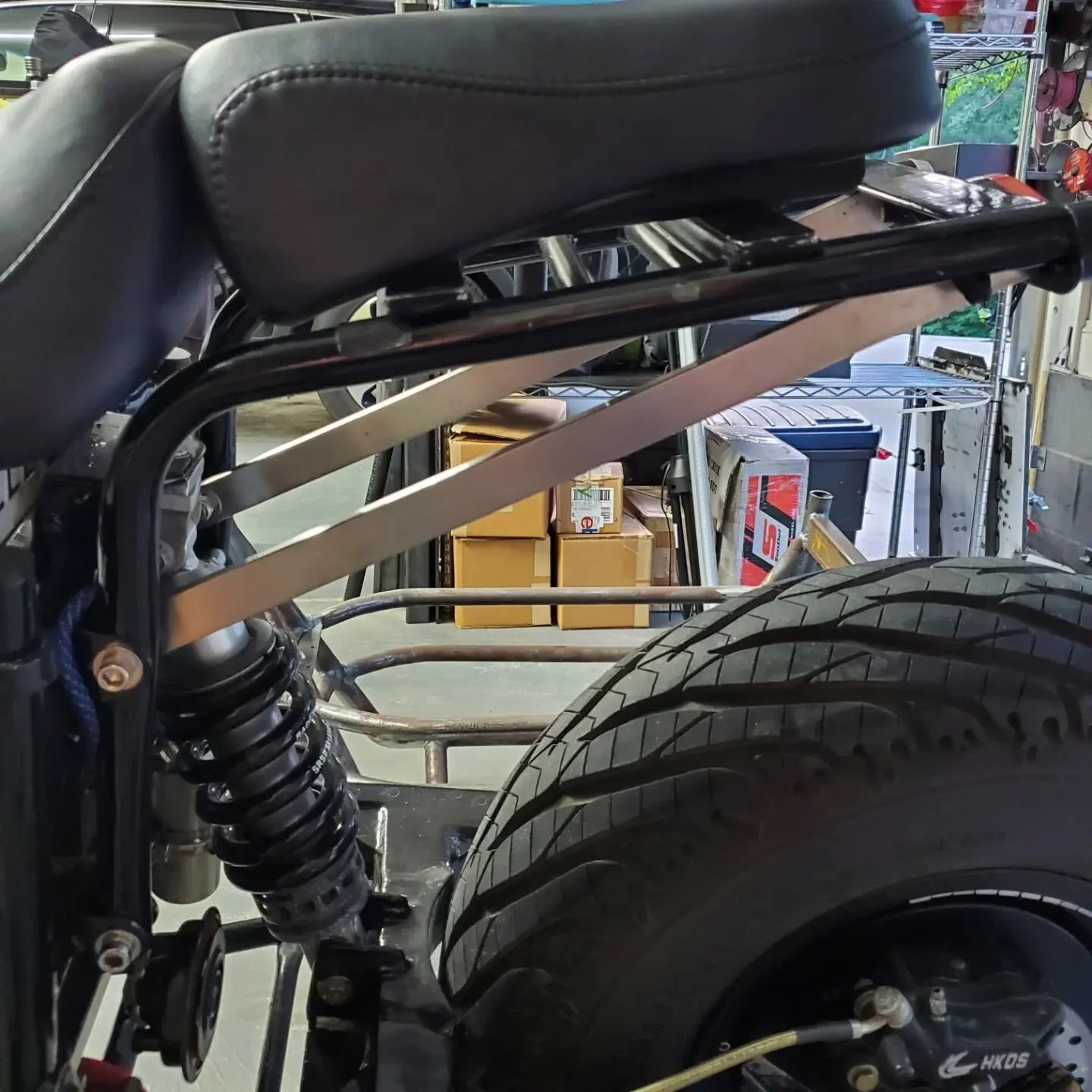 Happy birthday to the USA.  Every day I'm grateful to live in a country where I can pursue my dreams.  Pictured are rear racks SN 03, 04 and 05 ready for new K-1s.  New lightweight design.  A day will come when my welds are perfect (no files or grind