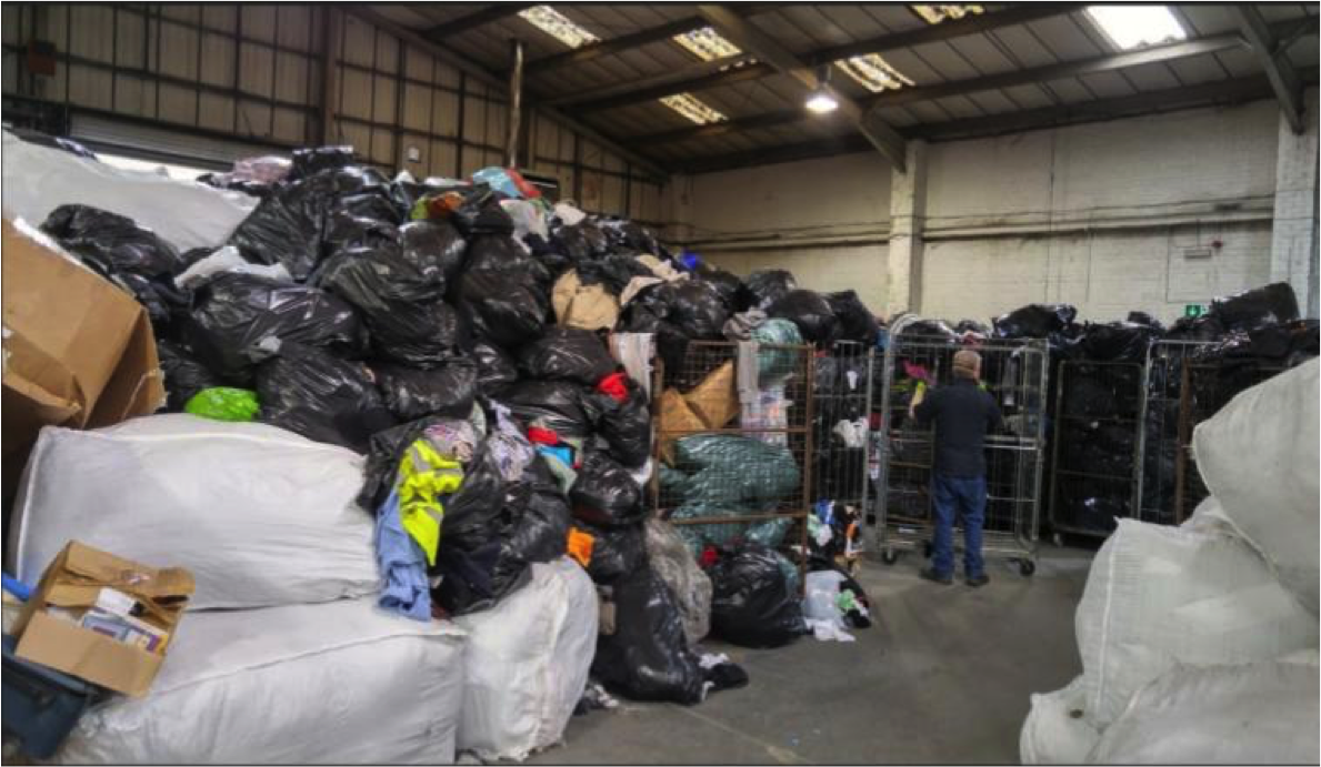 Donations arrive @ Traid, in bin bags that looks like trash