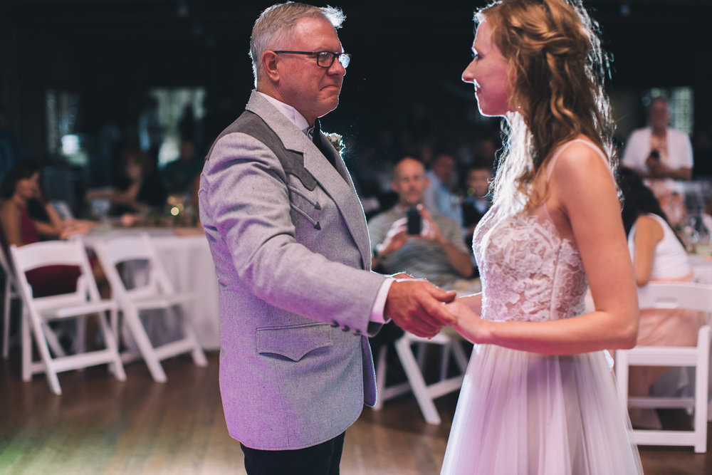 bride and father dance at kitsap memorial state park log hall