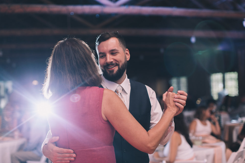 mother and groom dance at kitsap memorial state park log hall