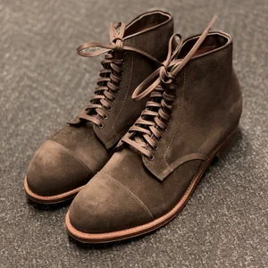 D0838 Chocolate Brown Suede Cap Toe Boot — mouldedshoe