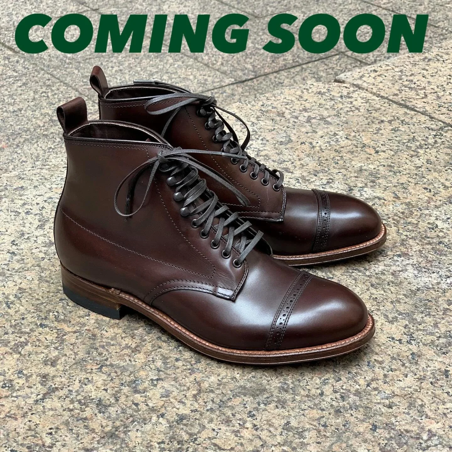 COMING SOON ‼️#D9871 Dark Brown Calfskin Perforated Cap Toe Boot #modifiedlast #aldenshoes #aldenboots