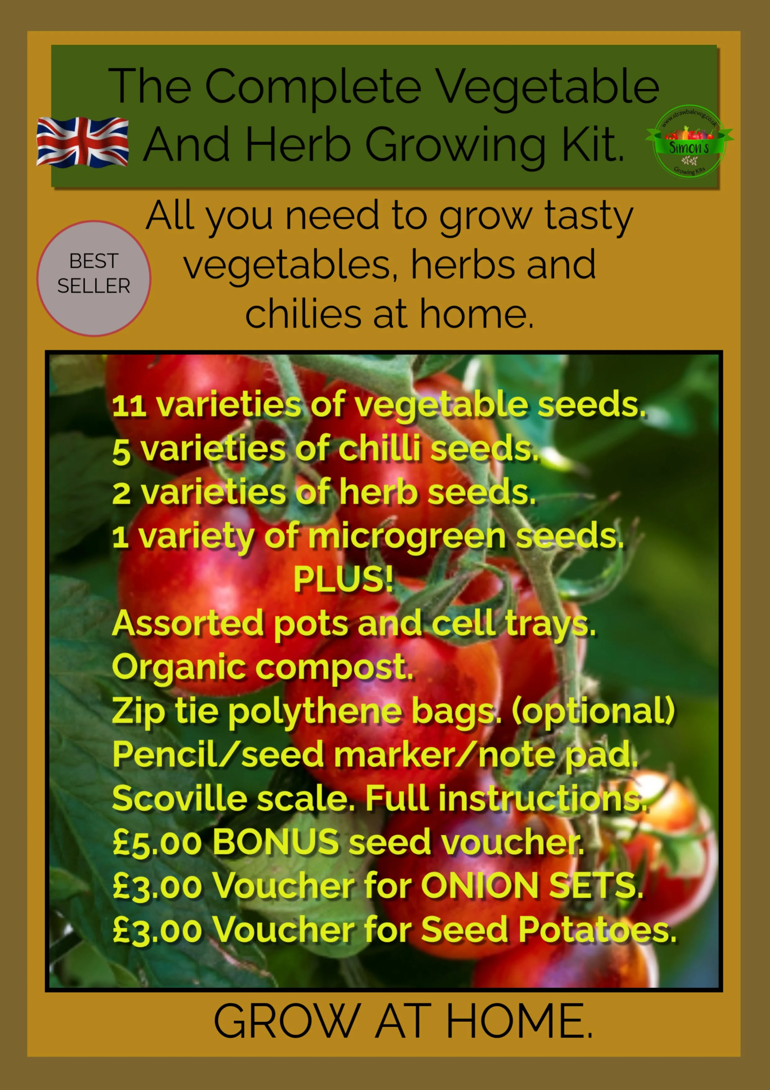 Vegetable And Herb Growing Starter Kit. Over Twenty Varieties To Grow Including Chillies. £26.95 NEW BEST SELLER. Enter Code STAR1 At Checkout And Get £3.95 OFF!