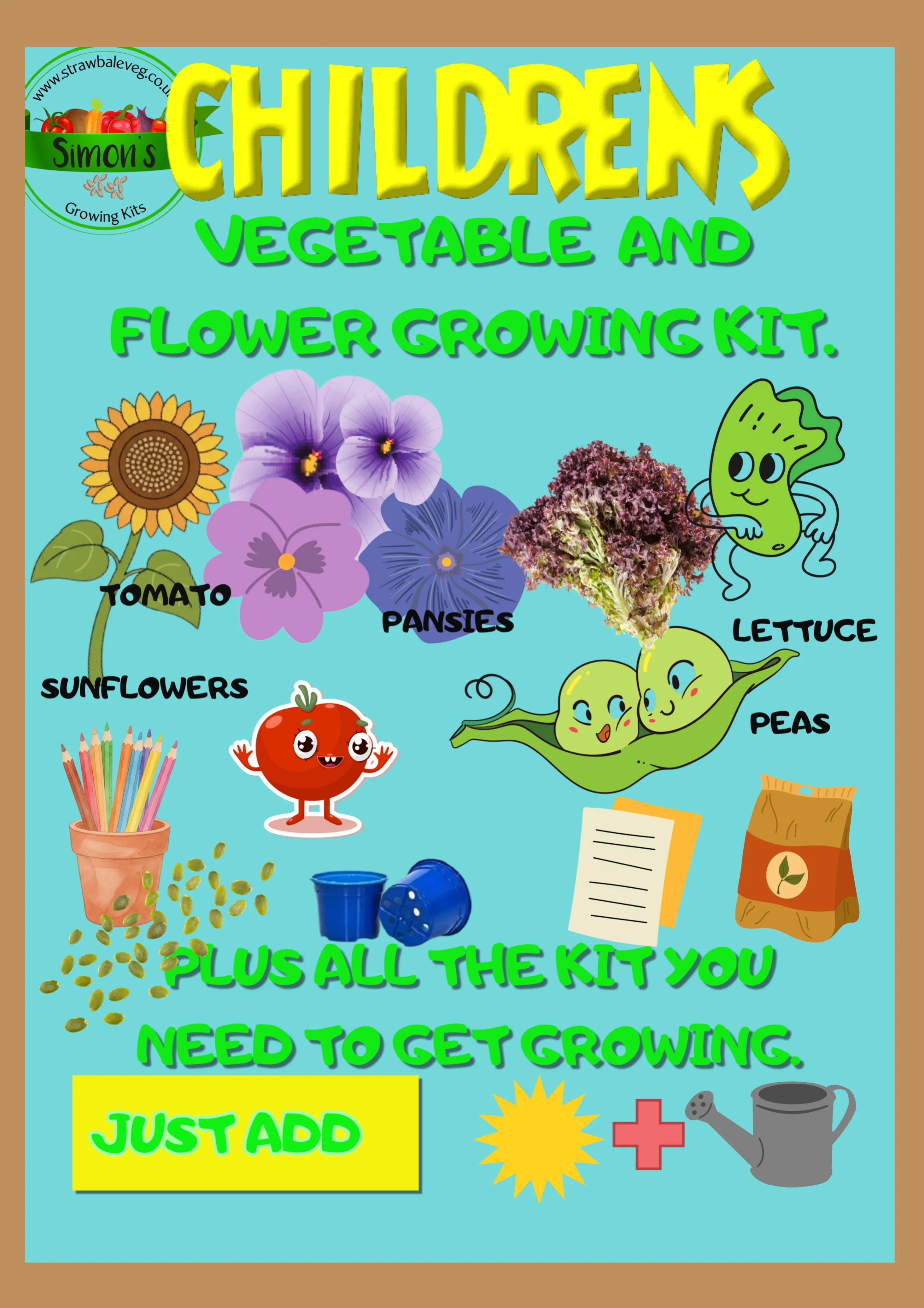 Simon's NEW Childrens Vegetable And Flower Growing Kit. The best on the market. Only £13.75. SAVE £2.00 by using the code CG2 at the checkout!