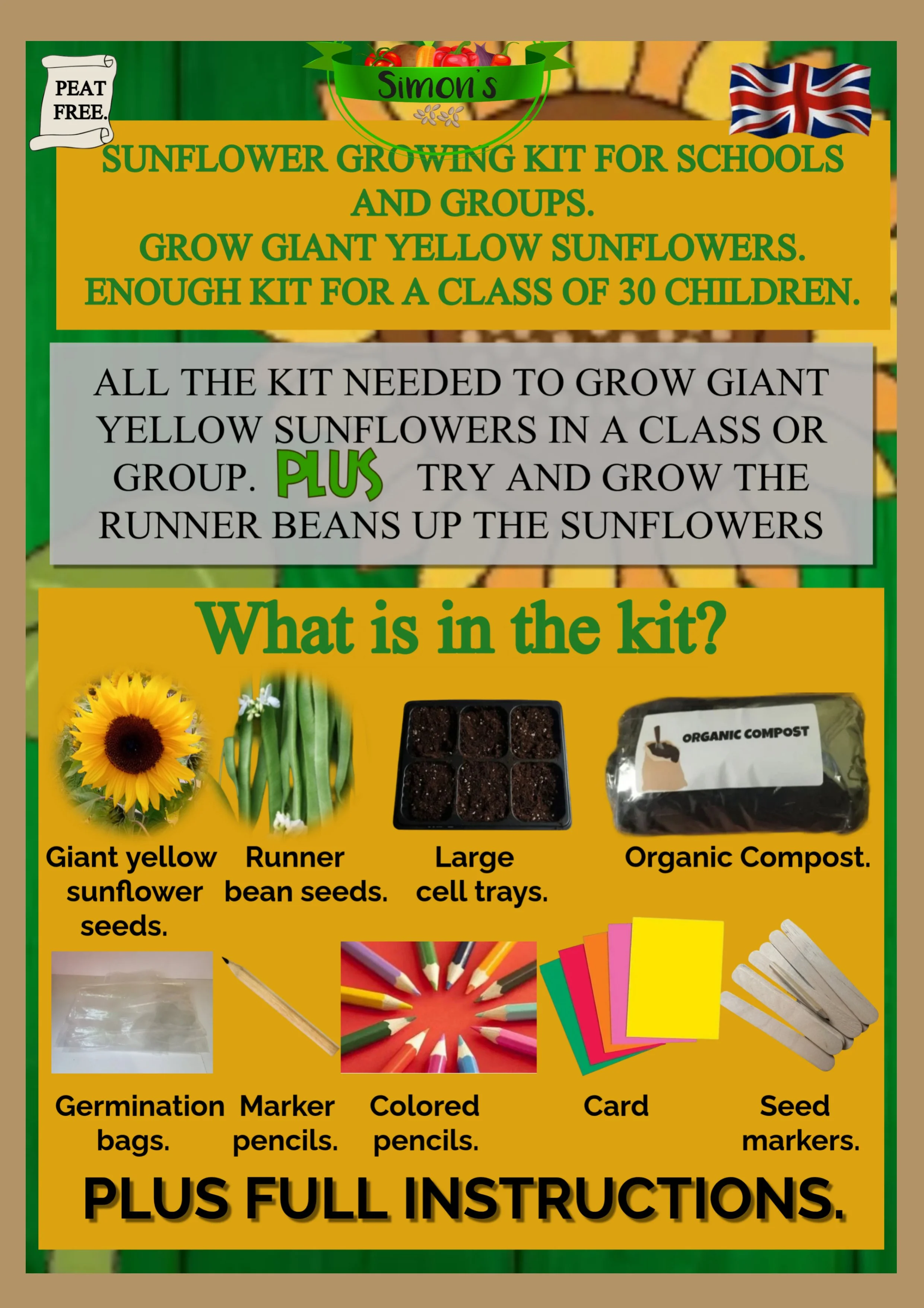 Sunflower Growing Kit For Schools Etc.