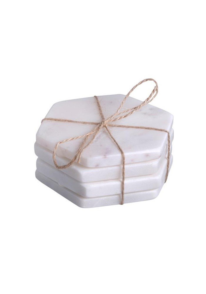 09 - OCTAGONAL WHITE MARBLE COASTERS