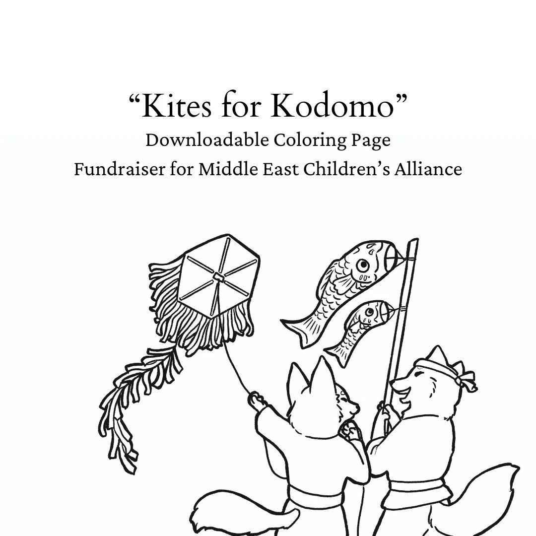 "Kites for Kodomo" Downloadable Coloring Page Fundraiser for MECA — A
