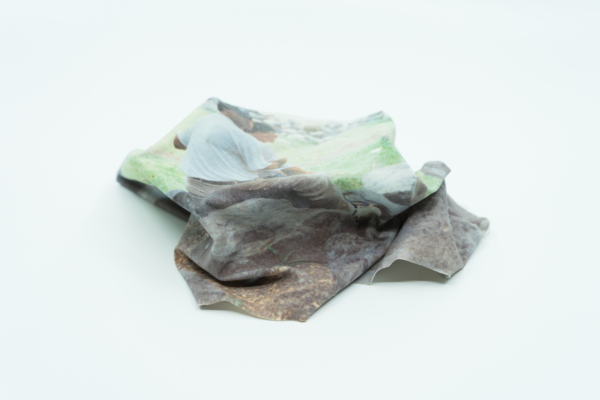  Inkjet print on broadcloth, salt from the Great Salt Lake 2” x 7” x 6” 2020    